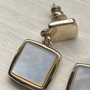Elegant Gold and White Square Earrings
